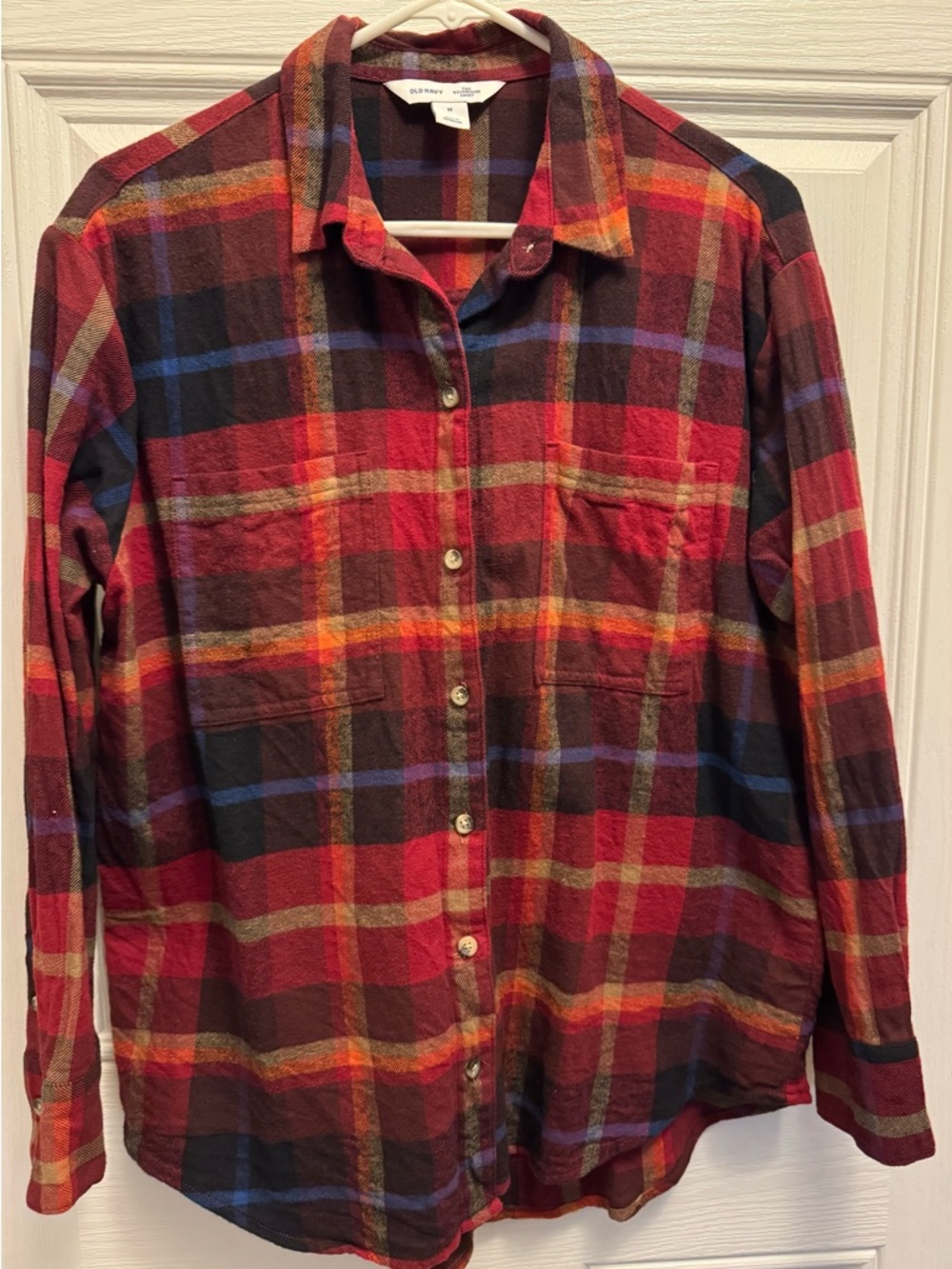 Old Navy Red and Blue Plaid Flannel Shirt